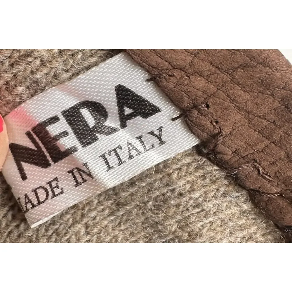 Vtg Women's Soft Leather Brown Wool Lined Gloves Sz 6.5 Made In Italy‎ Winter EC